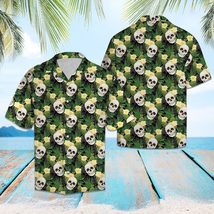 Skull Cactus Hawaiian Shirt Summer Button Up Skull Cactus Hawaiian Shirt Summer Button Up