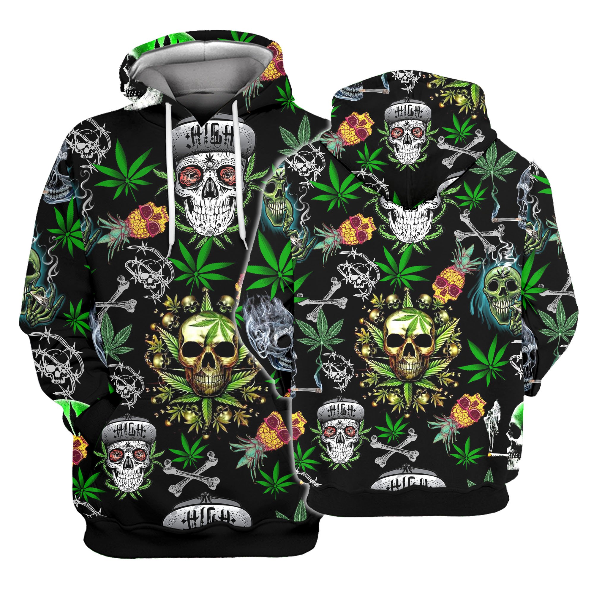 Skull Cannabis All Over Printed Hawaiian Shirt Skull Cannabis All Over Printed Hawaiian Shirt