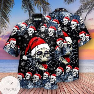 Skull Christmas On The Naughty List And I Regret Nothing Edition Hawaiian Shirt- Tagotee