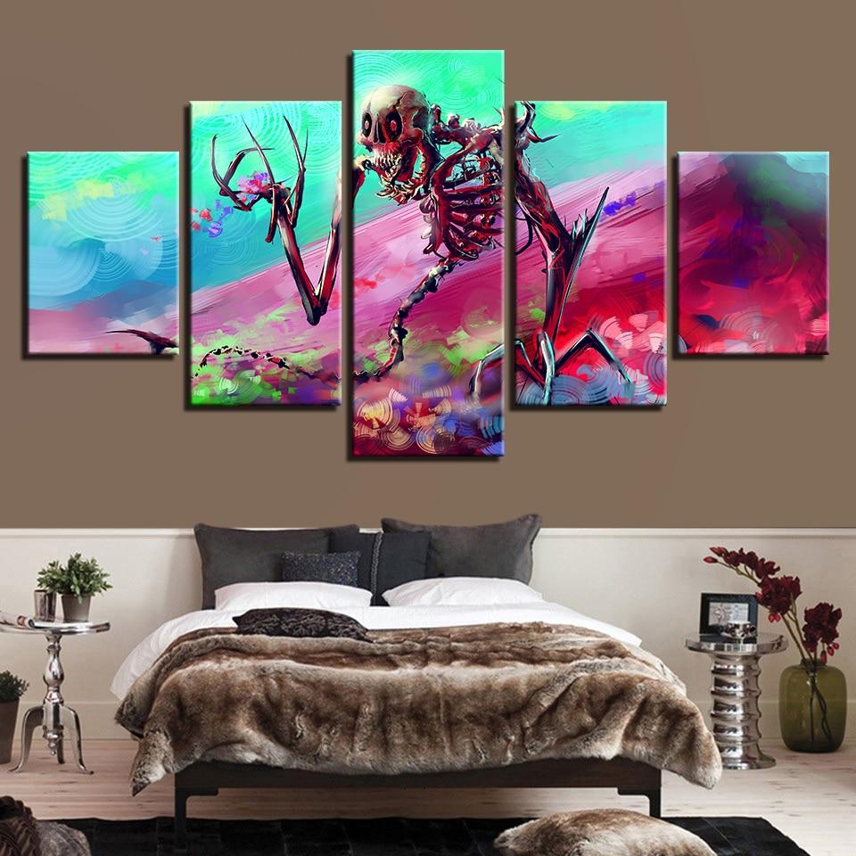 Skull Colorful - Abstract 5 Panel Canvas Art Wall Decor Skull Colorful - Abstract 5 Panel Canvas Art Wall Decor