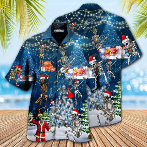 Skull Dabbing And Merry Christmas Full Print Hawaiian Shirt