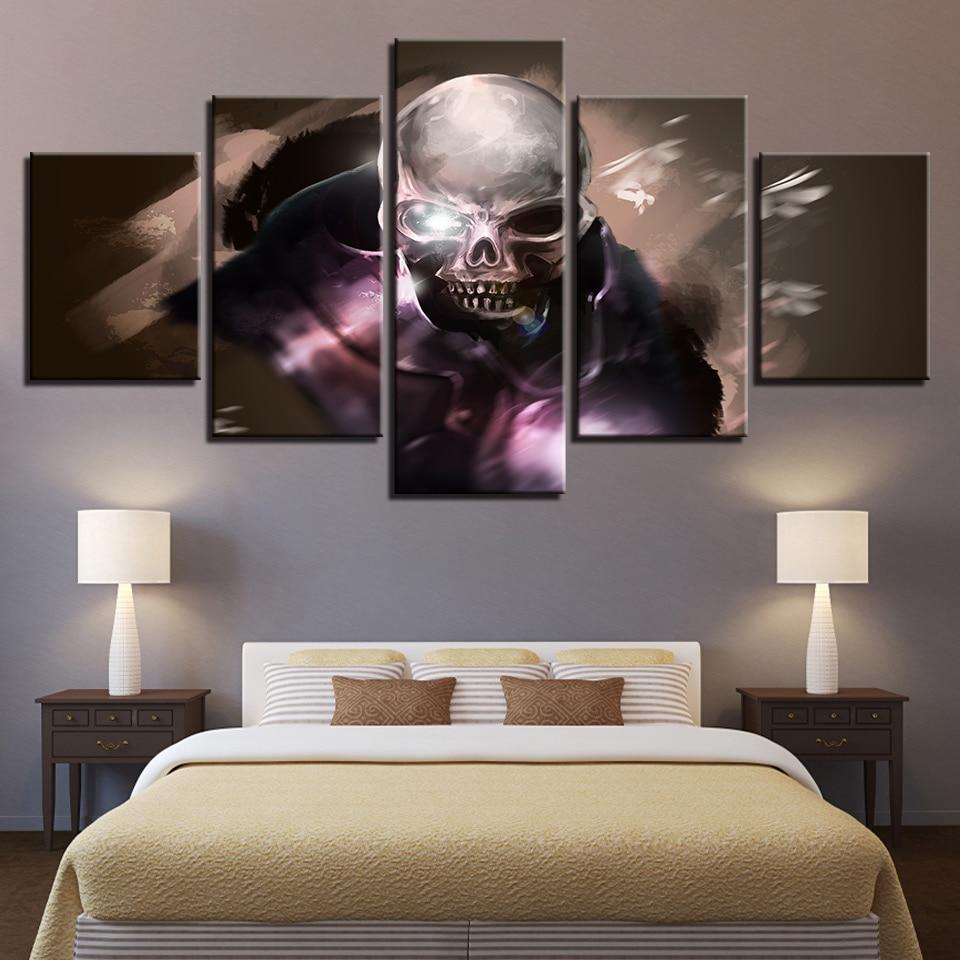 Skull Face - Abstract 5 Panel Canvas Art Wall Decor Skull Face - Abstract 5 Panel Canvas Art Wall Decor