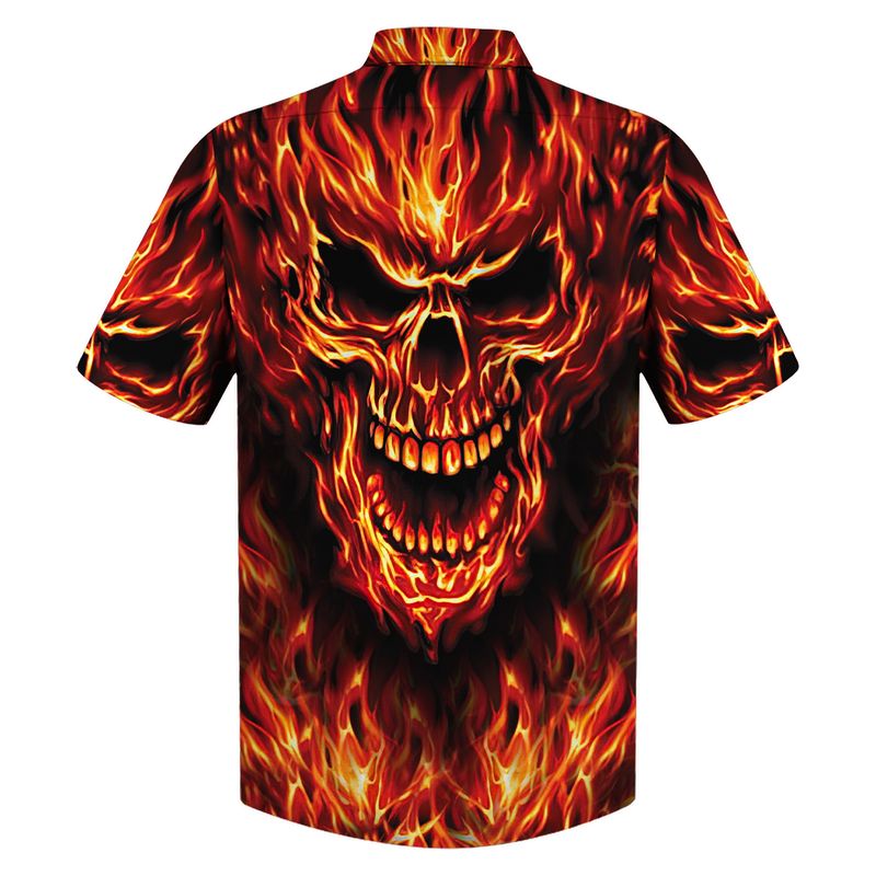 Skull Fire Hawaiian Shirt Skull Fire Hawaiian Shirt
