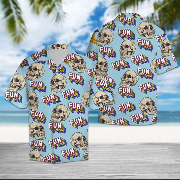 Skull Fun Summer Hawaiian Shirt Summer Button Up Skull Fun Summer Hawaiian Shirt Summer Button Up