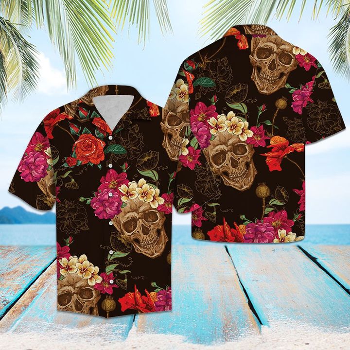 Skull Hawaiian Shirt Summer Button Up Skull Hawaiian Shirt Summer Button Up