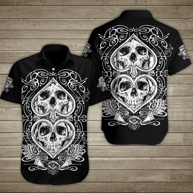 Skull Illuminati Heart And Spade Hawaiian Shirt Summer Button Up Skull Illuminati Heart And Spade Hawaiian Shirt Summer Button Up