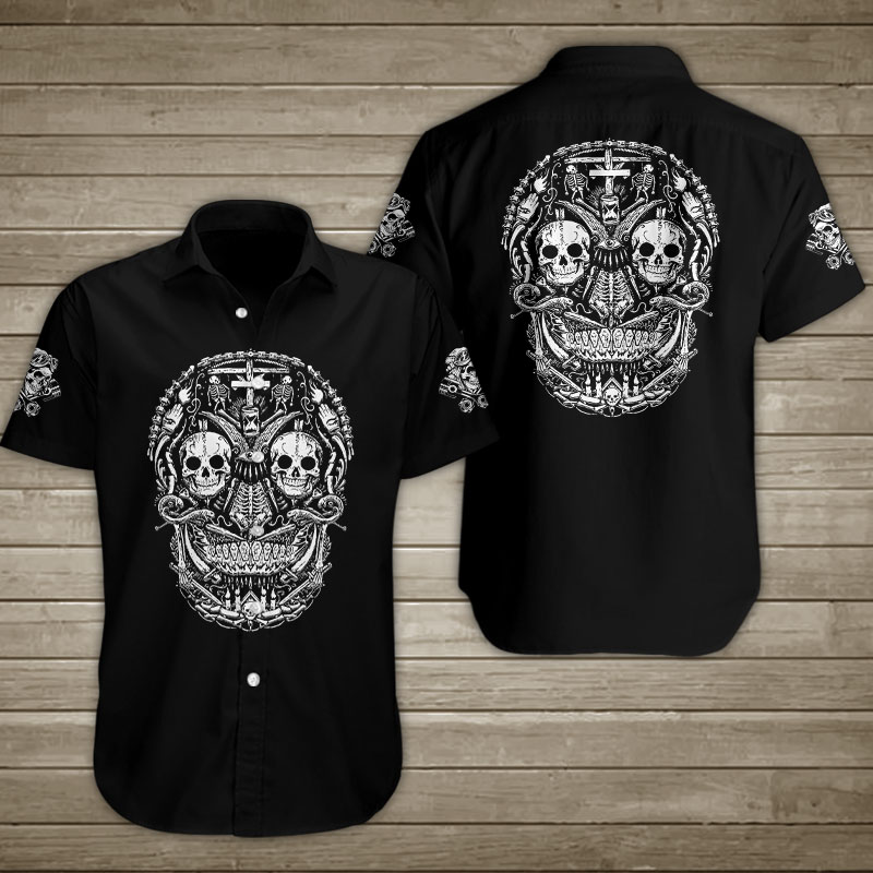 Skull In Hell Hawaiian Shirt Summer Button Up Skull In Hell Hawaiian Shirt Summer Button Up