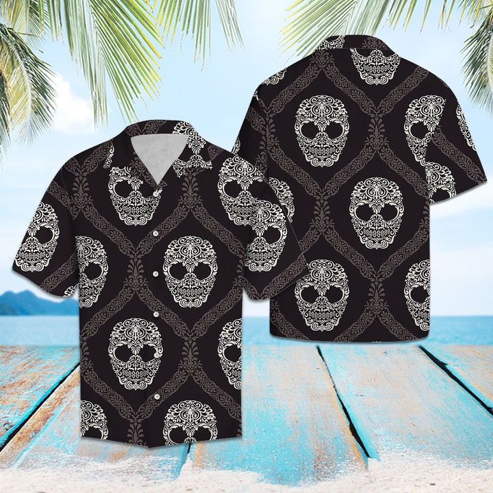 Skull Mandala Hawaiian Shirt Summer Button Up Skull Mandala Hawaiian Shirt Summer Button Up