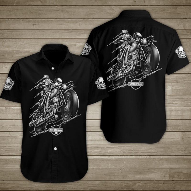 Skull Motorcycles Speed Hawaiian Shirt Summer Button Up Skull Motorcycles Speed Hawaiian Shirt Summer Button Up