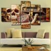 Skull Pirate Treasure - Abstract 5 Panel Canvas Art Wall Decor