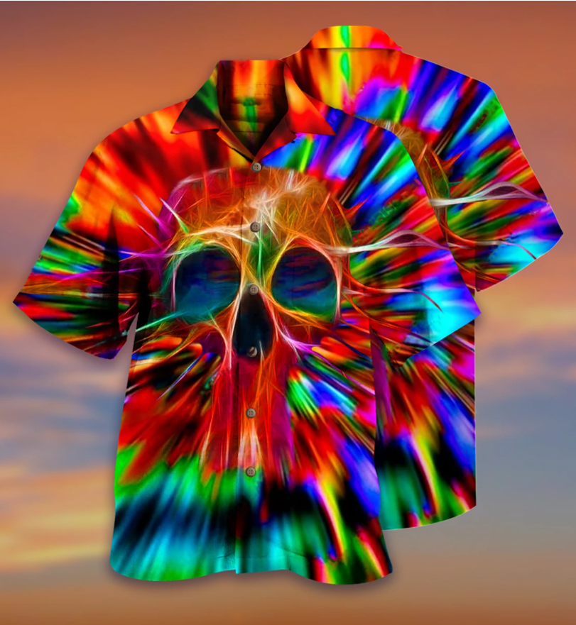 Skull Rainbow Color Hawaiian Shirt Skull Rainbow Color Hawaiian Shirt