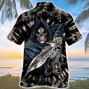 Skull Warrior Tie Dye Hawaiian Shirt