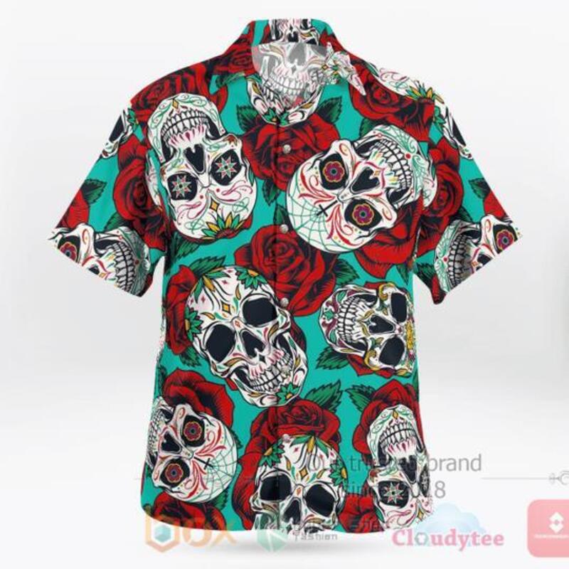 Skull With Rose Hawaiian Shirt Skull With Rose Hawaiian Shirt