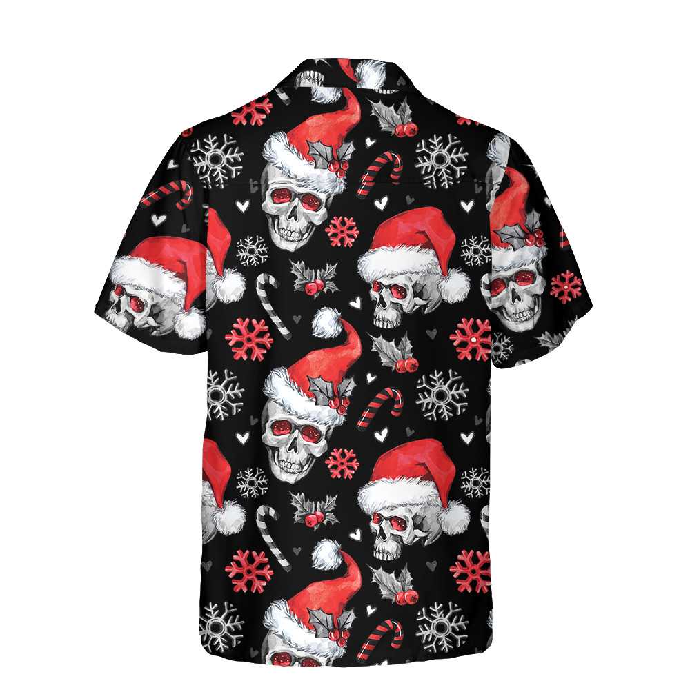 Skulls With Candy Canes Christmas Hawaiian Shirt Skulls With Candy Canes Christmas Hawaiian Shirt