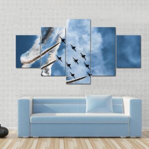 Sky Fighters Airshow - Airplane 5 Panel Canvas Art Wall Decor