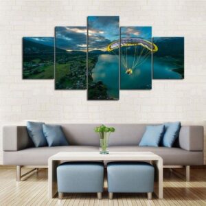 Skydiver View - Nature 5 Panel Canvas Art Wall Decor