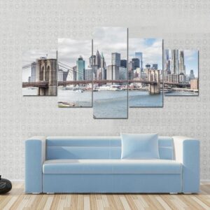 Skyline Of Manhattan And Brooklyn Bridge
