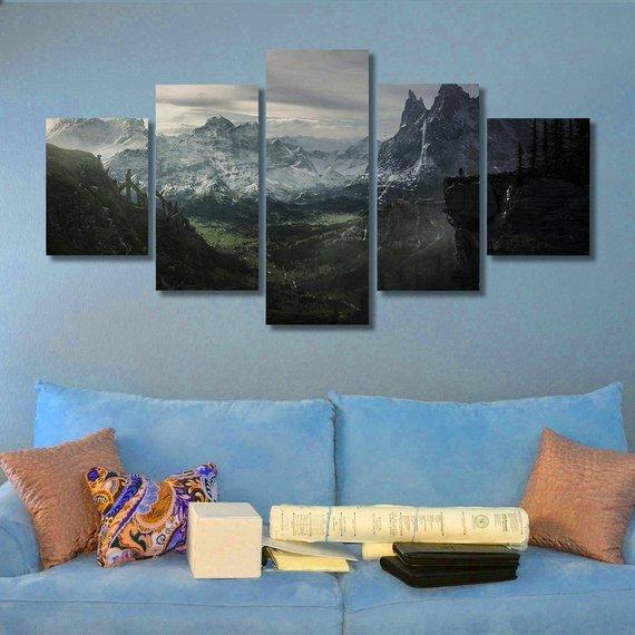 Skyrim - Nature 5 Panel Canvas Art Wall Decor Skyrim - Nature 5 Panel Canvas Art Wall Decor