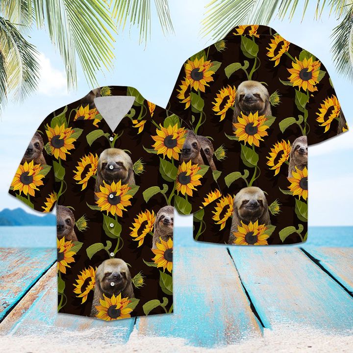 Sloth Sunflower Hawaiian Shirt Summer Button Up Sloth Sunflower Hawaiian Shirt Summer Button Up
