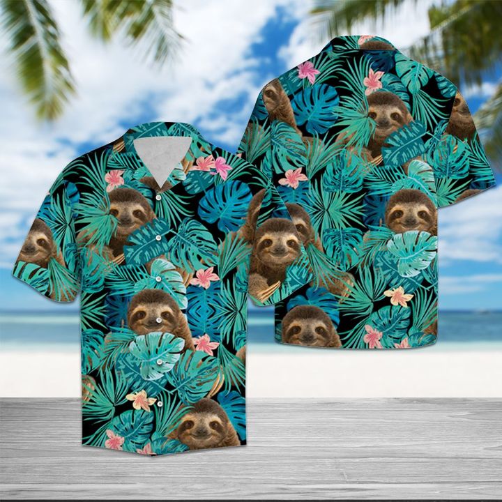Sloth Tropical Hawaiian Shirt Summer Button Up Sloth Tropical Hawaiian Shirt Summer Button Up