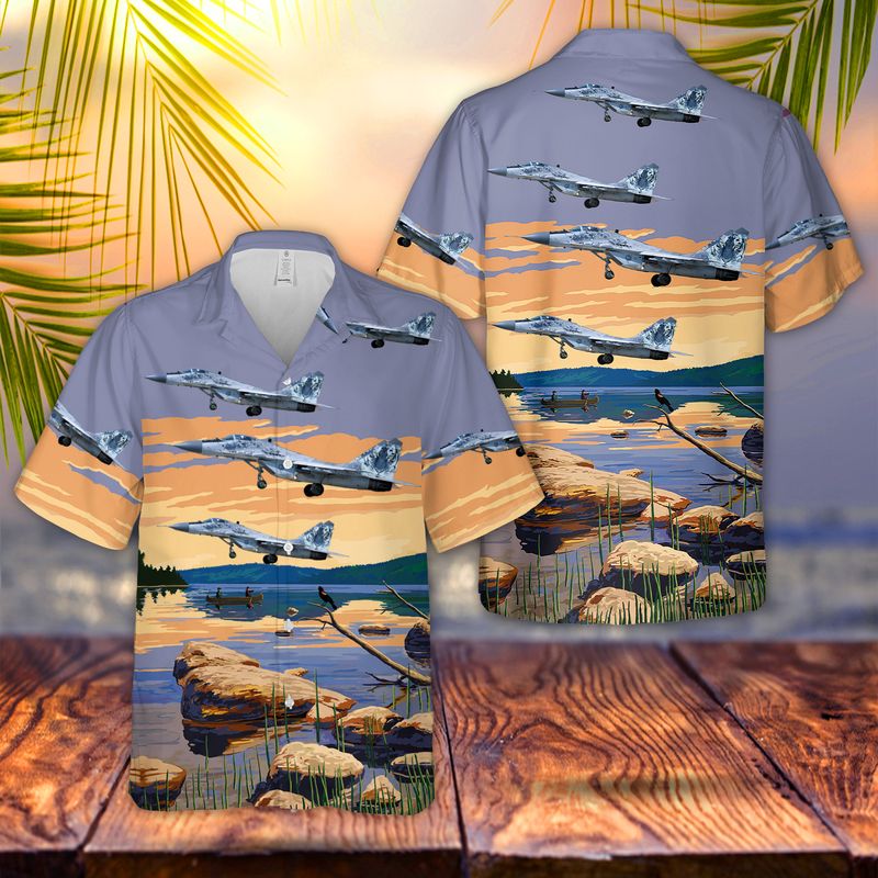 Slovak Air Force Mikoyan-Gurevich Mig-29As Fulcrum A Hawaiian Shirt Slovak Air Force Mikoyan-Gurevich Mig-29As Fulcrum A Hawaiian Shirt