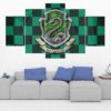 Slytherin Crest Harry Potter 1 - Movie 5 Panel Canvas Art Wall Decor