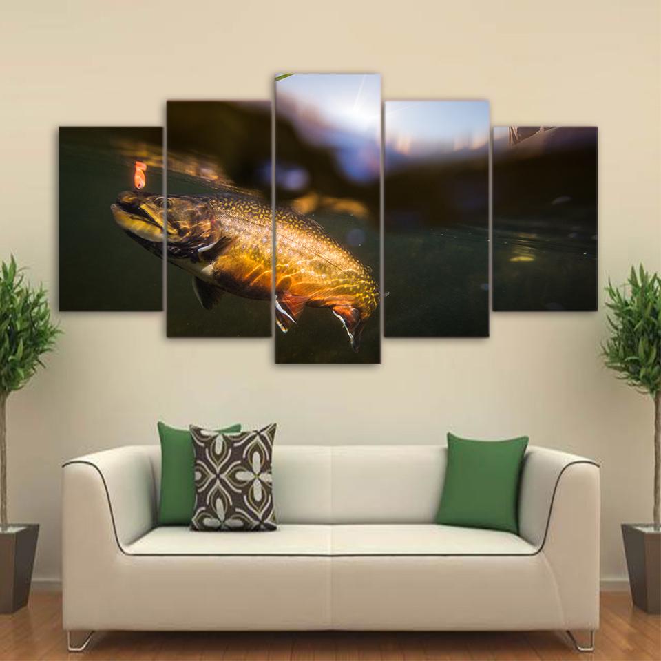 Small Fish - Fishing 5 Panel Canvas Art Wall Decor Small Fish - Fishing 5 Panel Canvas Art Wall Decor