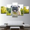 Smiling Pug - Animal 5 Panel Canvas Art Wall Decor