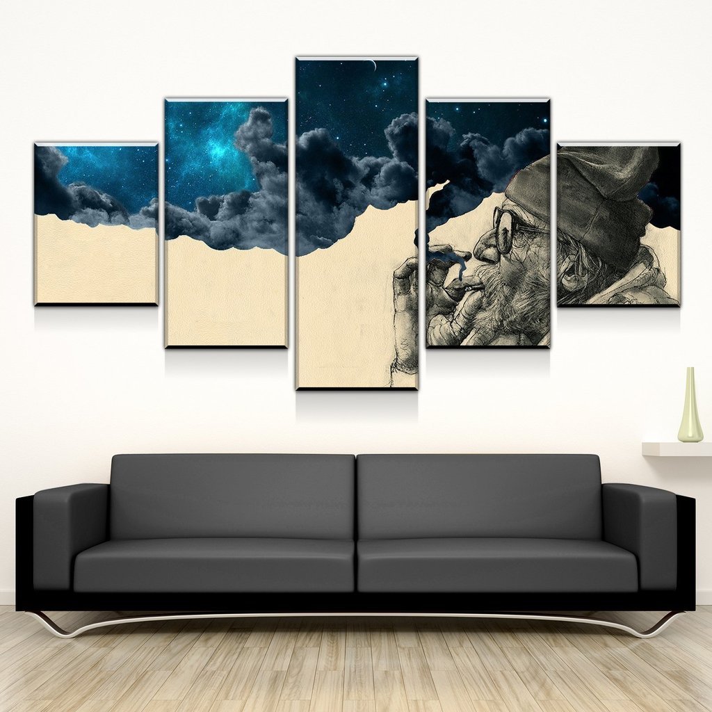 Smoke And Wonder - Abstract 5 Panel Canvas Art Wall Decor Smoke And Wonder - Abstract 5 Panel Canvas Art Wall Decor