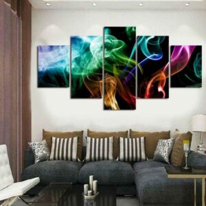 Smokey Vibes - Abstract 5 Panel Canvas Art Wall Decor