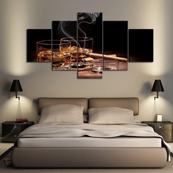Smokey Whiskey - Abstract 5 Panel Canvas Art Wall Decor Smokey Whiskey - Abstract 5 Panel Canvas Art Wall Decor