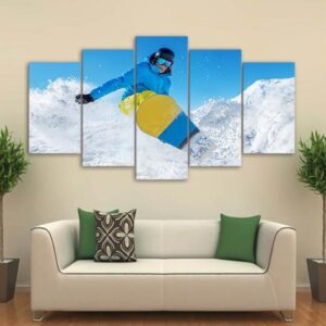 Snow Boarding Carving - Sport 5 Panel Canvas Art Wall Decor