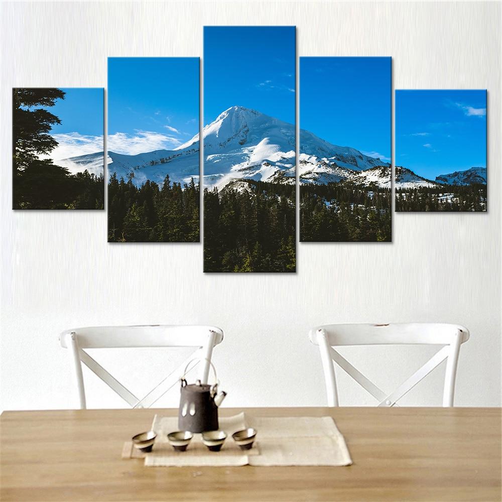 Snow Mountain 02 - Nature 5 Panel Canvas Art Wall Decor Snow Mountain 02 - Nature 5 Panel Canvas Art Wall Decor