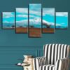 Snow Mountain Blue Sky White Cloud - Nature 5 Panel Canvas Art Wall Decor