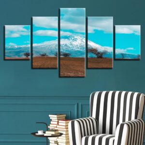 Snow Mountain Blue Sky White Cloud - Nature 5 Panel Canvas Art Wall Decor