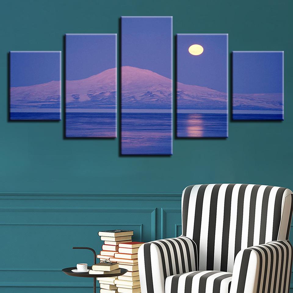 Snow Mountain Moon 01 - Space 5 Panel Canvas Art Wall Decor Snow Mountain Moon 01 - Space 5 Panel Canvas Art Wall Decor