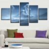 Snow Mountains Moon - Nature 5 Panel Canvas Art Wall Decor