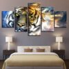 Snow Tiger 02 - Abstract 5 Panel Canvas Art Wall Decor