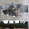 Snow Wolf 5 - Animal 5 Panel Canvas Art Wall Decor
