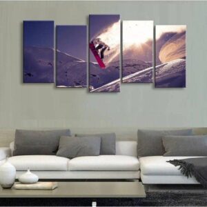 Snowboard Snow - Sport 5 Panel Canvas Art Wall Decor
