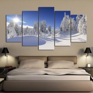 Snowscape - Nature 5 Panel Canvas Art Wall Decor