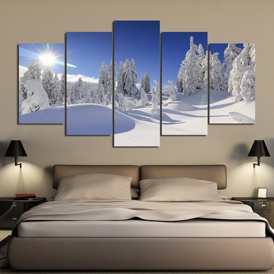 Snowscape - Nature 5 Panel Canvas Art Wall Decor Snowscape - Nature 5 Panel Canvas Art Wall Decor