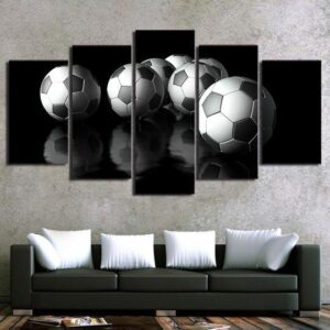 Soccer Balls - Sport 5 Panel Canvas Art Wall Decor