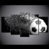 Soccer Splash Disintegrate - Sport 5 Panel Canvas Art Wall Decor