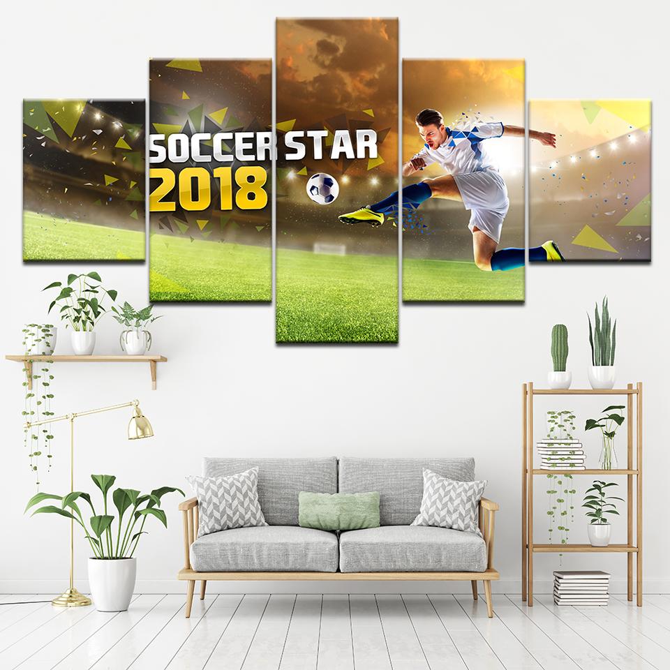Soccer Star 2018 World Cup Legend - Sport 5 Panel Canvas Art Wall Decor Soccer Star 2018 World Cup Legend - Sport 5 Panel Canvas Art Wall Decor