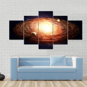 Solar System Protoplanetary Disk - Space 5 Panel Canvas Art Wall Decor
