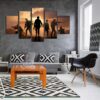 Soldiers Combat Sunset - Abtract 5 Panel Canvas Art Wall Decor