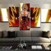 Songoku Super Saiyan Dragon Ball Z - Anime 5 Panel Canvas Art Wall Decor