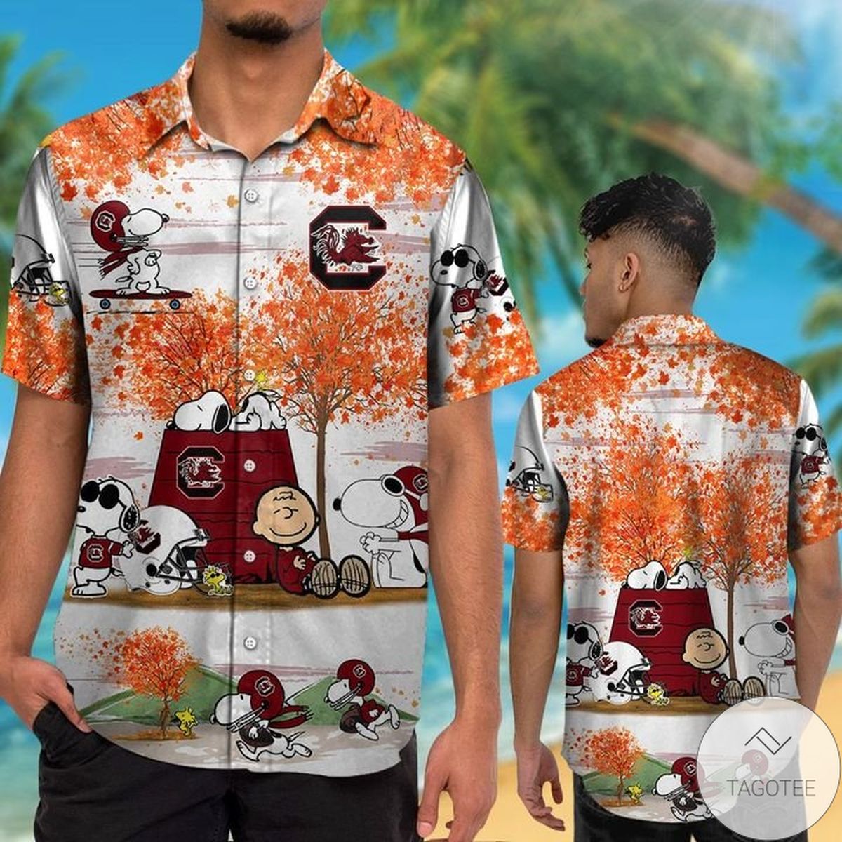 South Carolina Gamecocks Snoopy Autumn Hawaiian Shirt South Carolina Gamecocks Snoopy Autumn Hawaiian Shirt