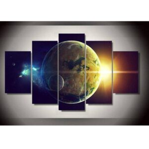 Space Planets - Space 5 Panel Canvas Art Wall Decor